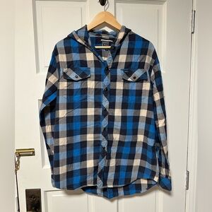 RVCA hooded plaid snap shirt
